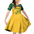 Custom South Africa Cricket Family Matching Off Shoulder Short Dress and Hawaiian Shirt Go Champions World Cup Proteas - Wonder Print Shop