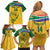 Custom South Africa Cricket Family Matching Off Shoulder Short Dress and Hawaiian Shirt Go Champions World Cup Proteas - Wonder Print Shop