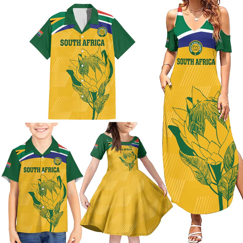 Custom South Africa Cricket Family Matching Summer Maxi Dress and Hawaiian Shirt Go Champions World Cup Proteas - Wonder Print Shop