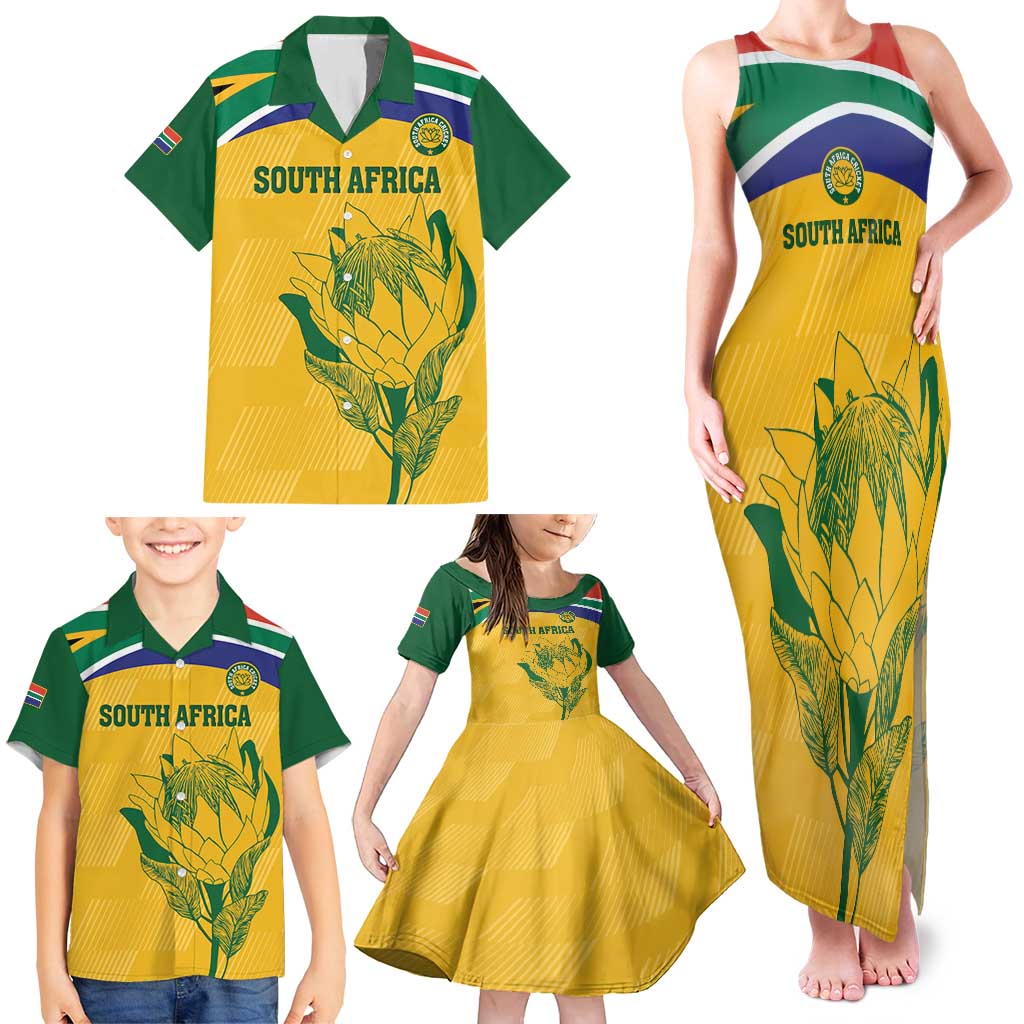 Custom South Africa Cricket Family Matching Tank Maxi Dress and Hawaiian Shirt Go Champions World Cup Proteas - Wonder Print Shop