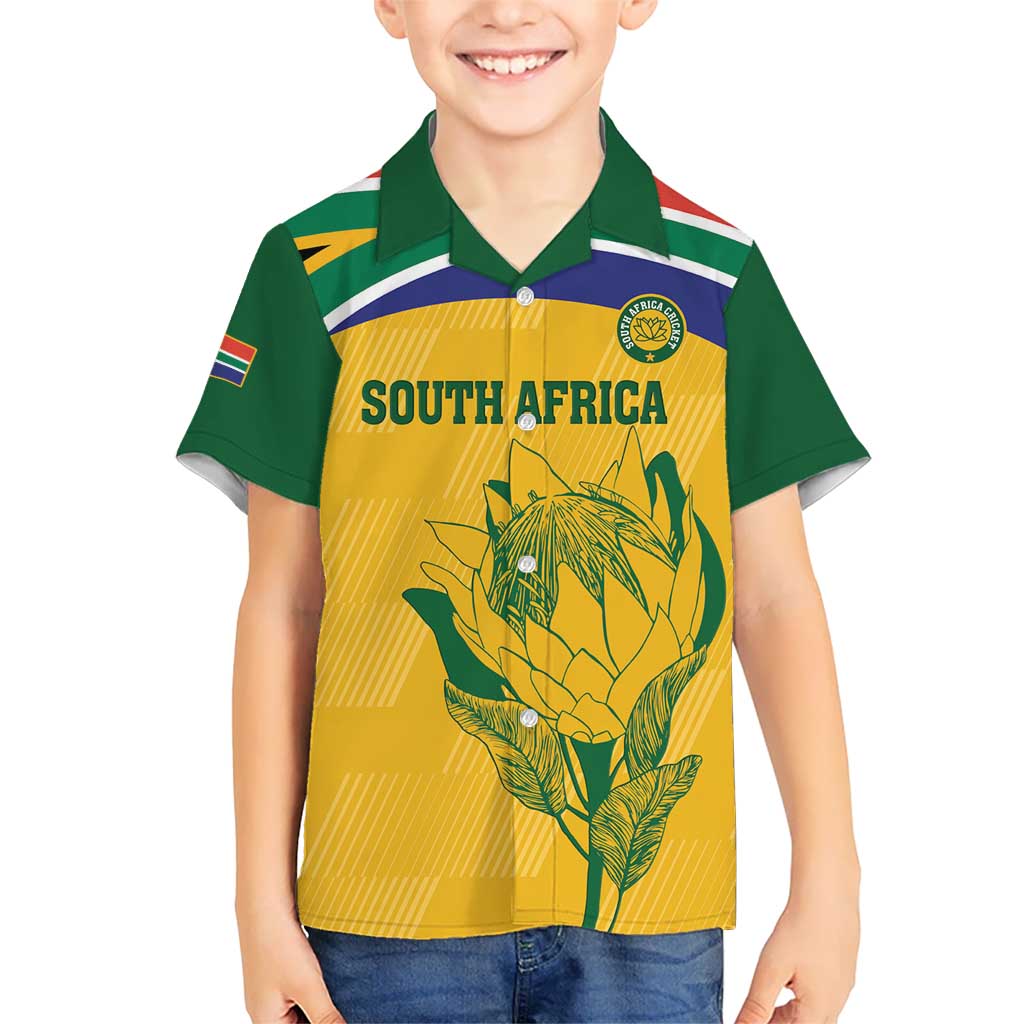 Custom South Africa Cricket Kid Hawaiian Shirt Go Champions World Cup Proteas - Wonder Print Shop