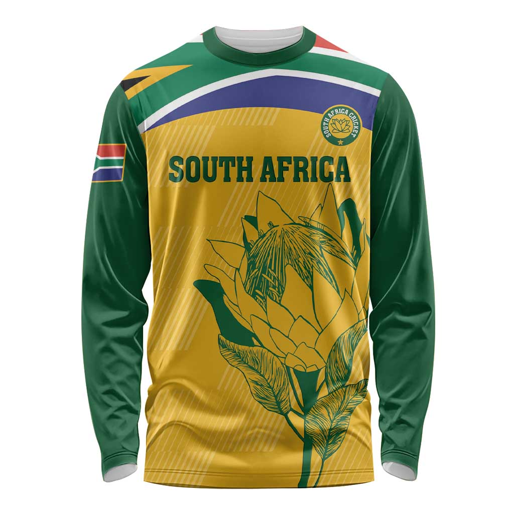 Custom South Africa Cricket Long Sleeve Shirt Go Champions World Cup Proteas - Wonder Print Shop