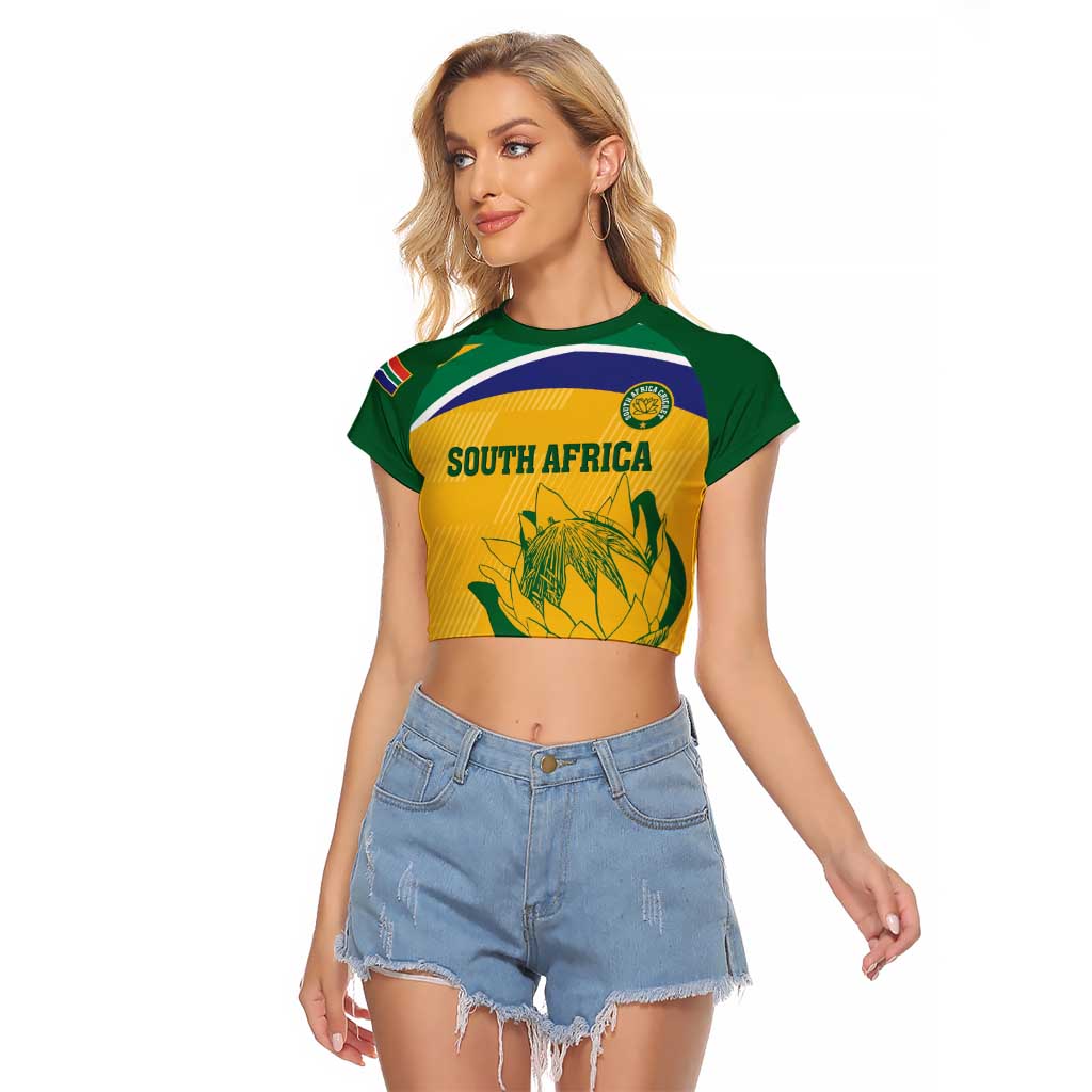 Custom South Africa Cricket Raglan Cropped T Shirt Go Champions World Cup Proteas