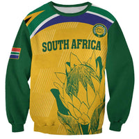 Green and yellow unisex cricket sweatshirt with South Africa crest and Proteas graphic
