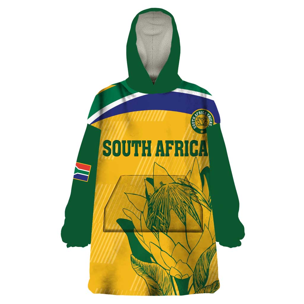 Custom South Africa Cricket Wearable Blanket Hoodie Go Champions World Cup Proteas