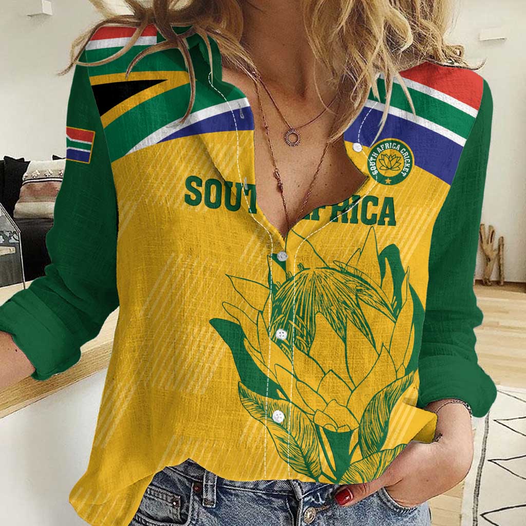 Custom South Africa Cricket Women Casual Shirt Go Champions World Cup Proteas