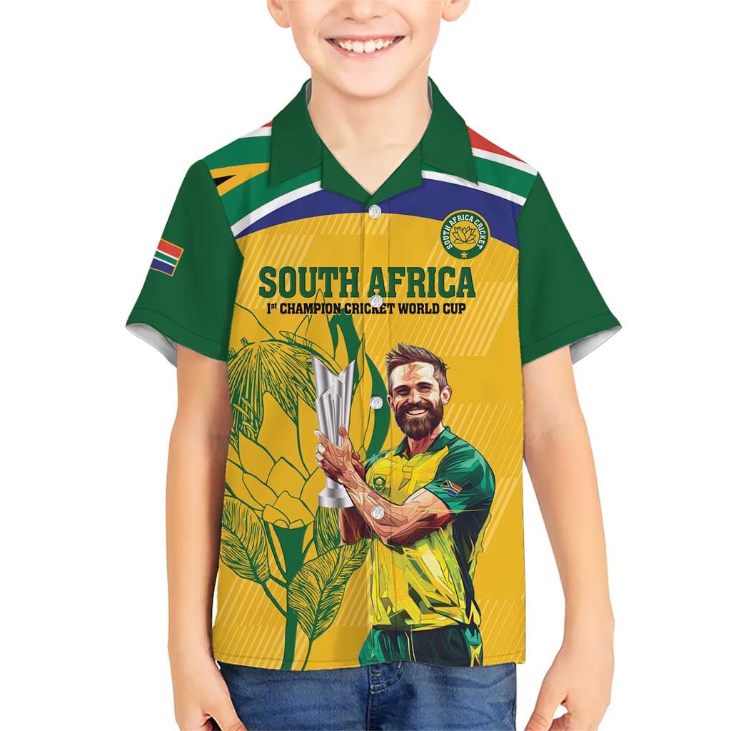 South Africa Cricket Kid Hawaiian Shirt 1st Champions World Cup Proud Of Our Boys - Wonder Print Shop