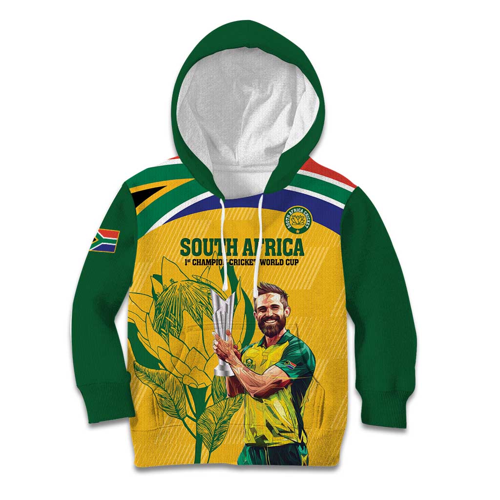 South Africa Cricket Kid Hoodie 1st Champions World Cup Proud Of Our Boys - Wonder Print Shop