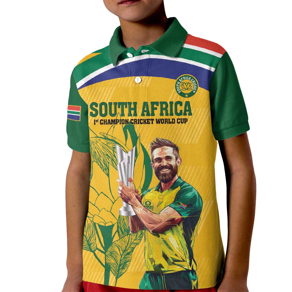 South Africa Cricket Kid Polo Shirt 1st Champions World Cup Proud Of Our Boys - Wonder Print Shop