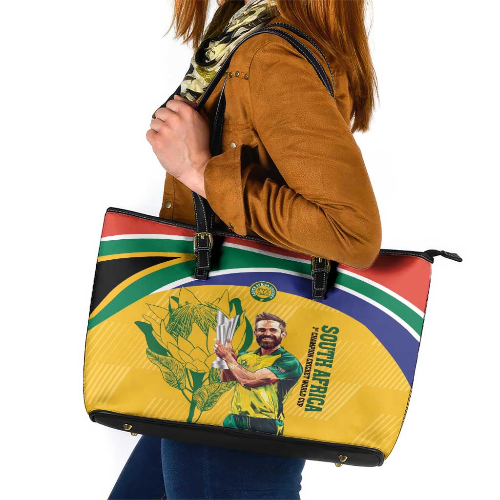 South Africa Cricket Leather Tote Bag 1st Champions World Cup Proud Of Our Boys - Wonder Print Shop