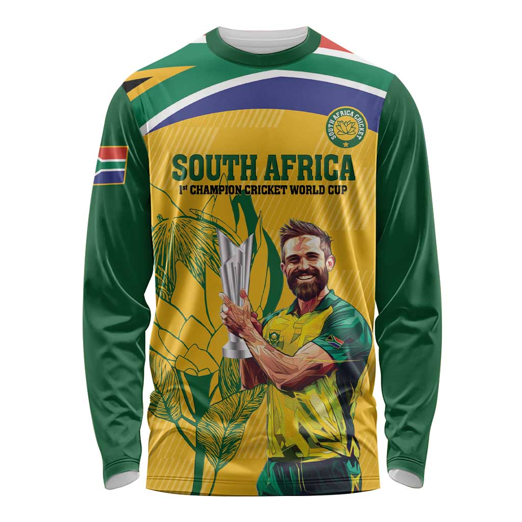 South Africa Cricket Long Sleeve Shirt 1st Champions World Cup Proud Of Our Boys - Wonder Print Shop