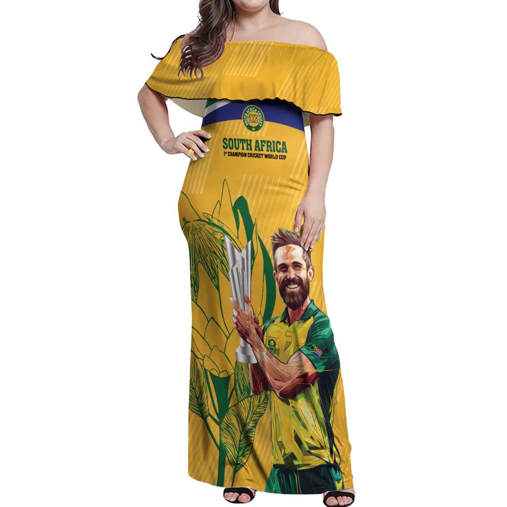 South Africa Cricket Off Shoulder Maxi Dress 1st Champions World Cup Proud Of Our Boys - Wonder Print Shop