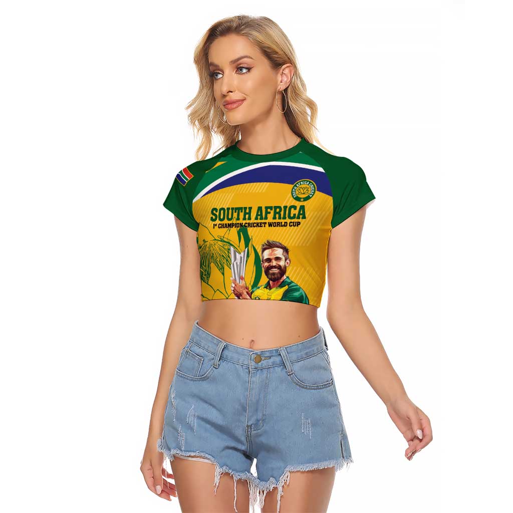 South Africa Cricket Raglan Cropped T Shirt 1st Champions World Cup Proud Of Our Boys - Wonder Print Shop