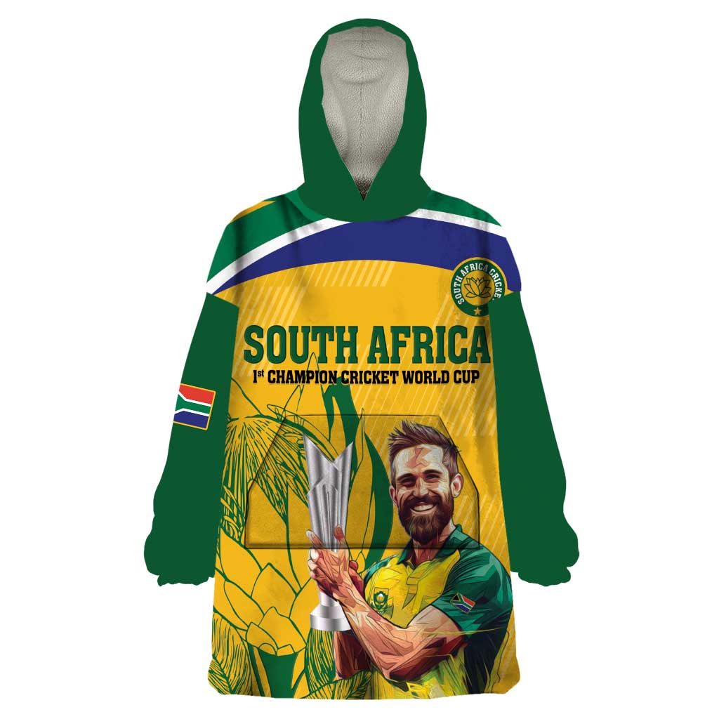 South Africa Cricket Wearable Blanket Hoodie 1st Champions World Cup Proud Of Our Boys - Wonder Print Shop