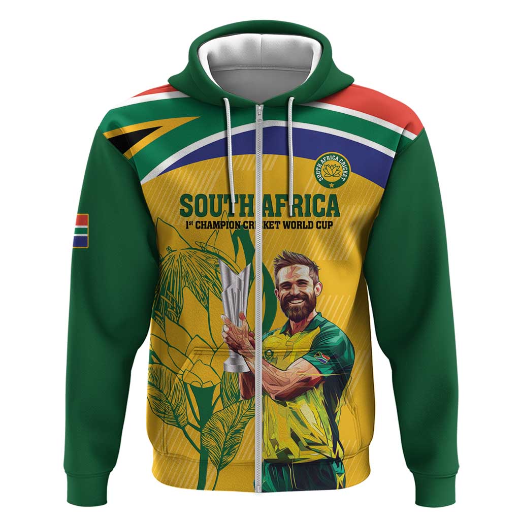 South Africa Cricket Zip Hoodie 1st Champions World Cup Proud Of Our Boys - Wonder Print Shop