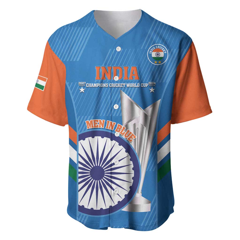 Custom India Cricket Baseball Jersey 2nd Champions World Cup Men In Blue - Wonder Print Shop