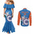 Custom India Cricket Couples Matching Mermaid Dress and Long Sleeve Button Shirt 2nd Champions World Cup Men In Blue