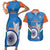 Custom India Cricket Couples Matching Short Sleeve Bodycon Dress and Hawaiian Shirt 2nd Champions World Cup Men In Blue - Wonder Print Shop