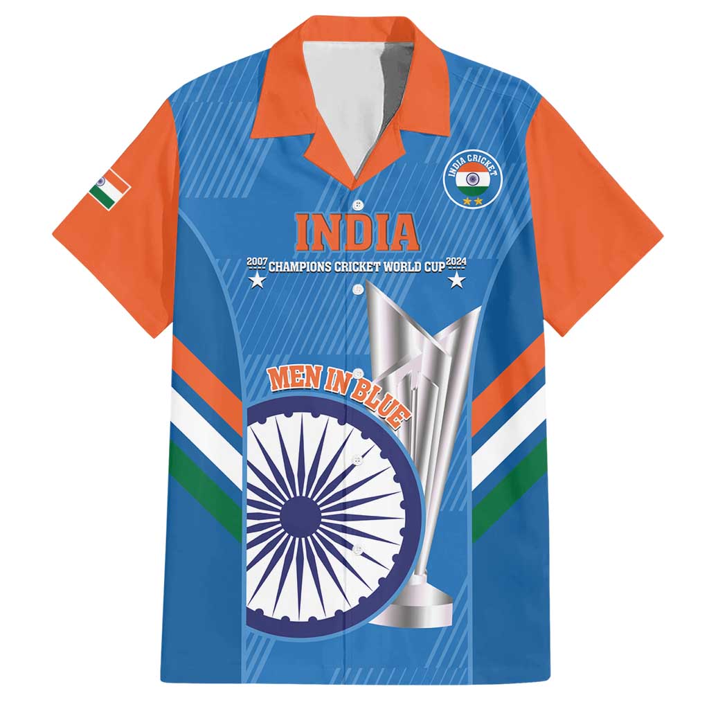 Custom India Cricket Hawaiian Shirt 2nd Champions World Cup Men In Blue - Wonder Print Shop