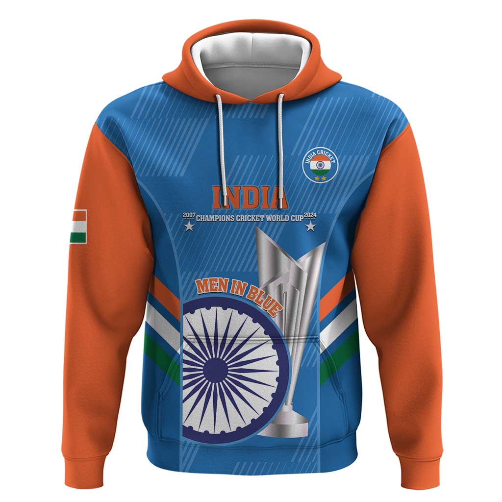 Custom India Cricket Hoodie 2nd Champions World Cup Men In Blue - Wonder Print Shop