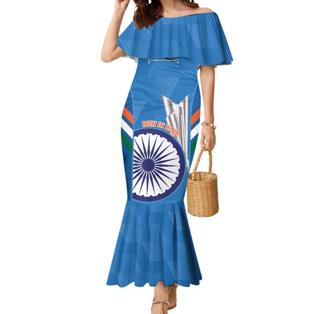 Custom India Cricket Mermaid Dress 2nd Champions World Cup Men In Blue - Wonder Print Shop