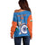 Custom India Cricket Off Shoulder Sweater 2nd Champions World Cup Men In Blue - Wonder Print Shop