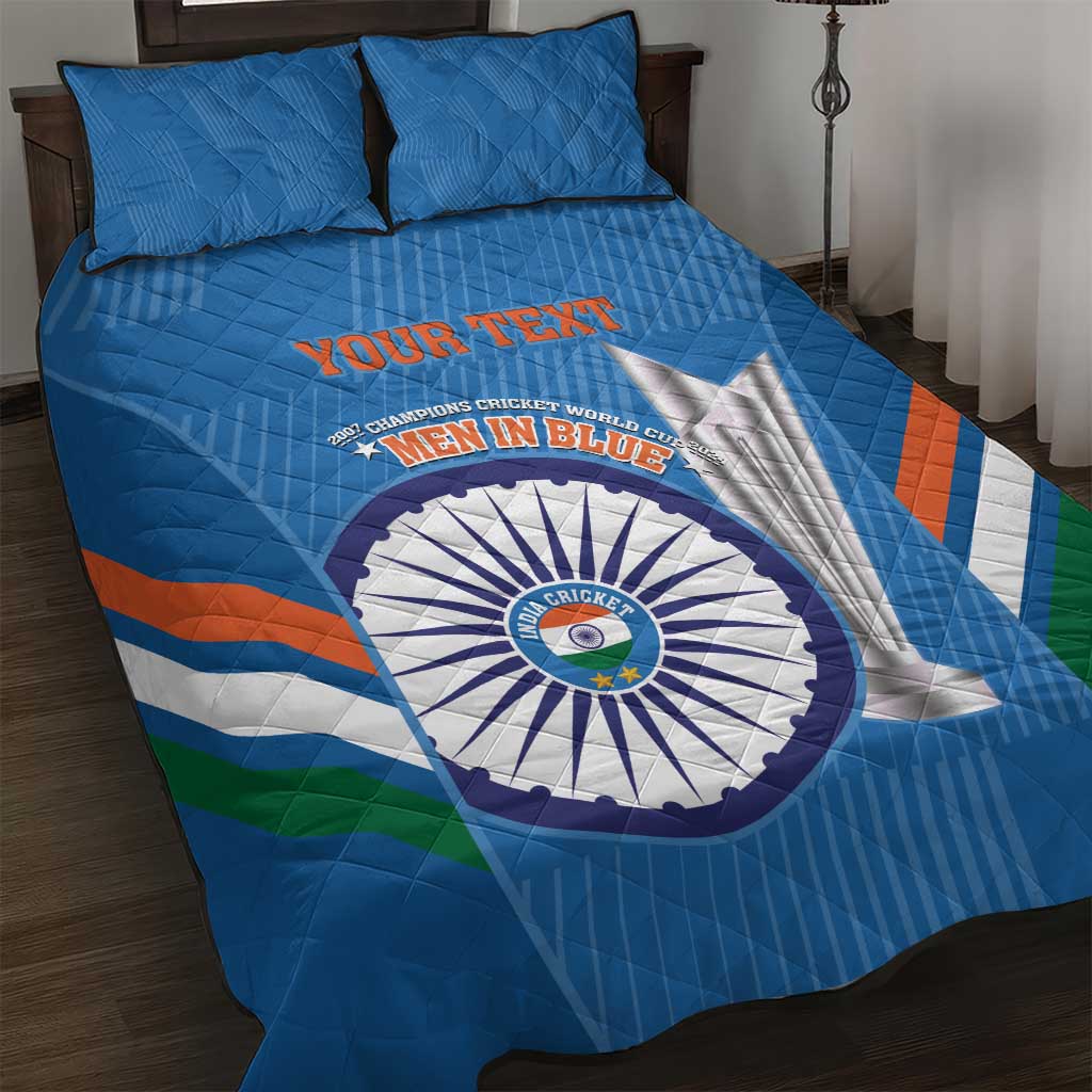 Custom India Cricket Quilt Bed Set 2nd Champions World Cup Men In Blue