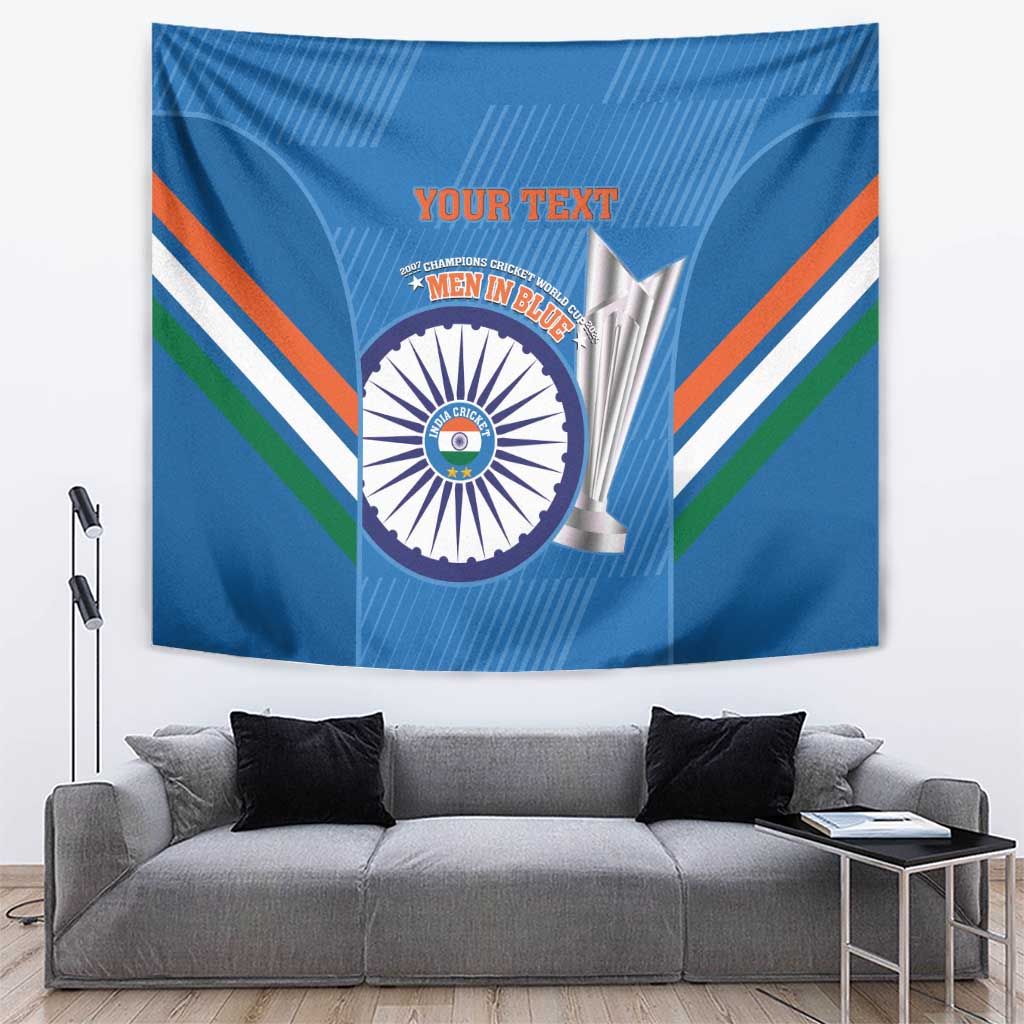 Custom India Cricket Tapestry 2nd Champions World Cup Men In Blue