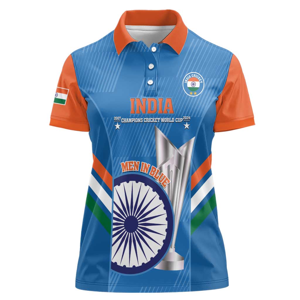 Custom India Cricket Women Polo Shirt 2nd Champions World Cup Men In Blue