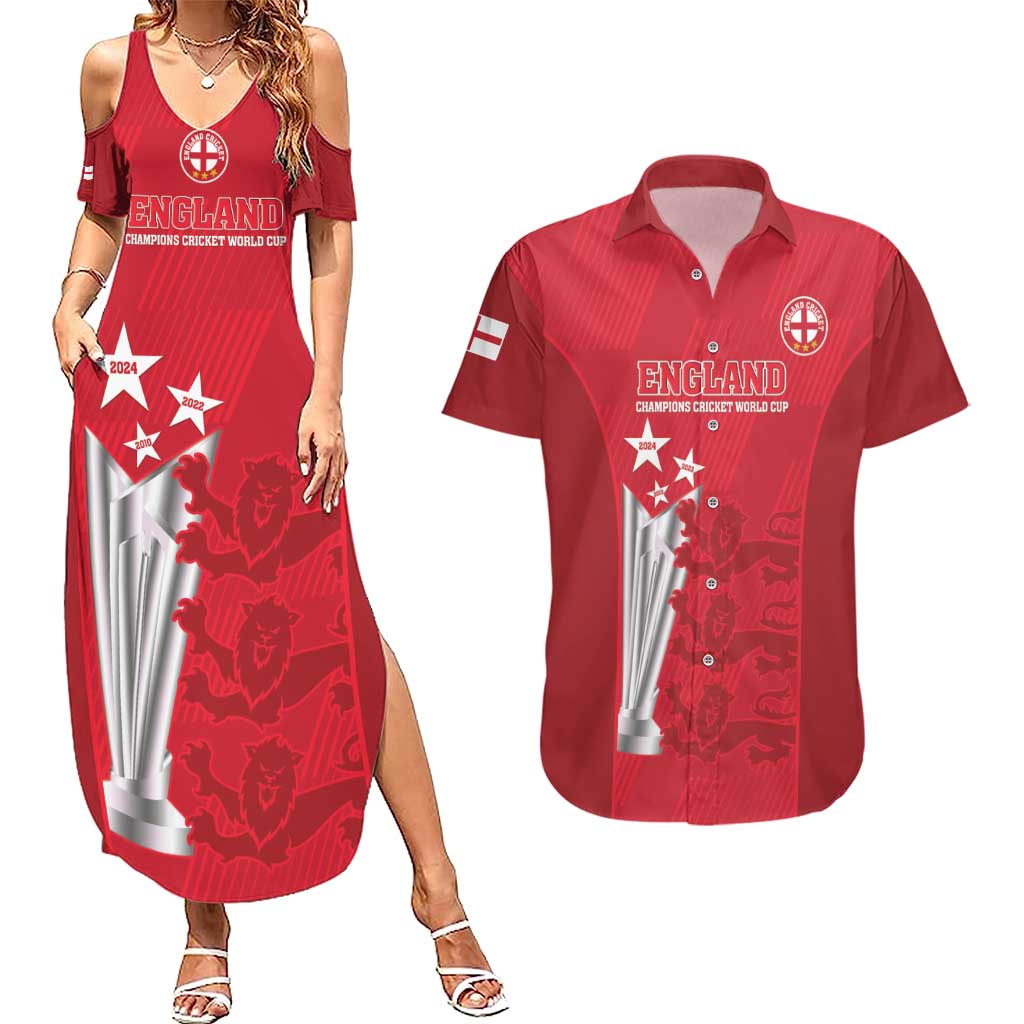 Custom England Cricket Couples Matching Summer Maxi Dress and Hawaiian Shirt 3rd Champions World Cup Proud - Wonder Print Shop