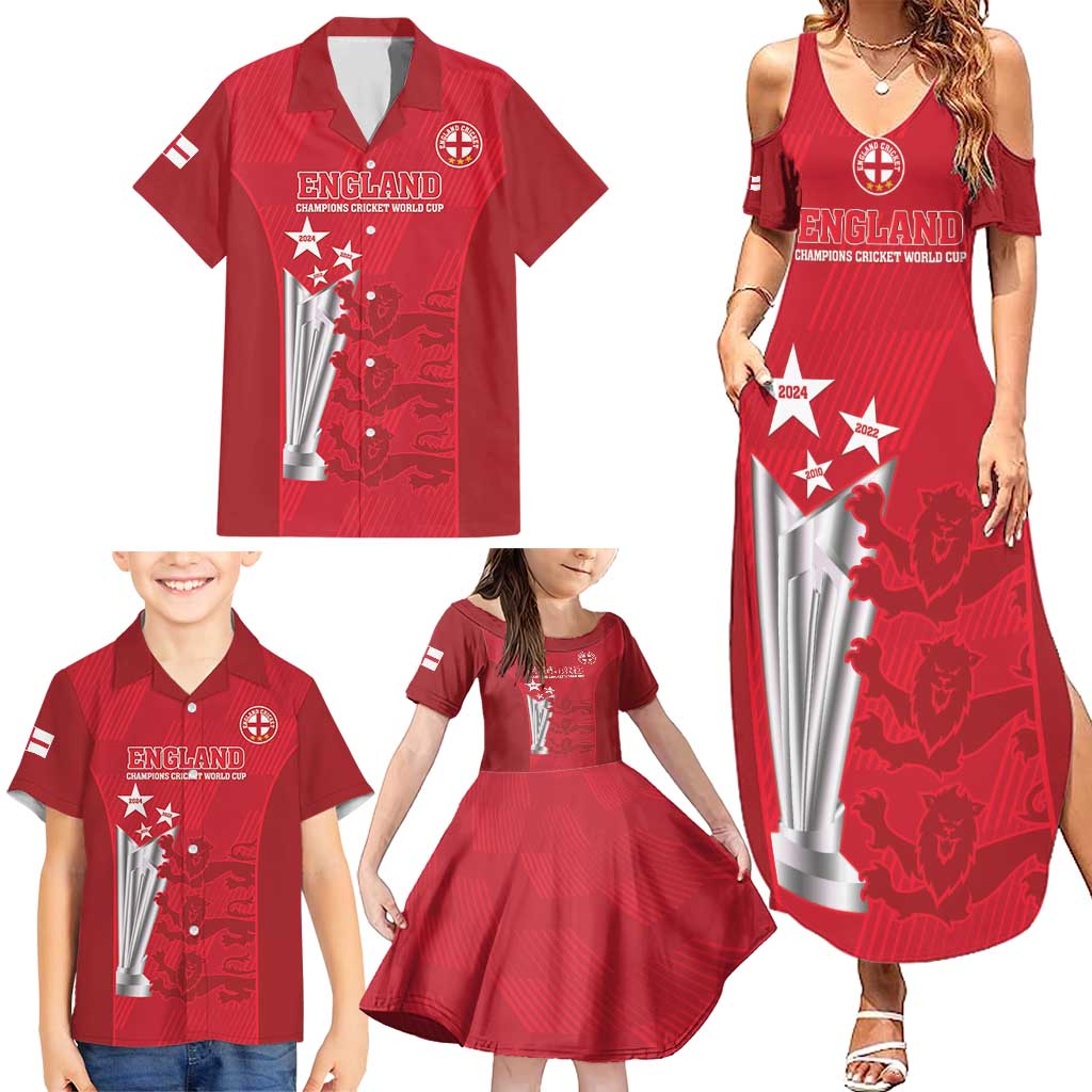 Custom England Cricket Family Matching Summer Maxi Dress and Hawaiian Shirt 3rd Champions World Cup Proud - Wonder Print Shop