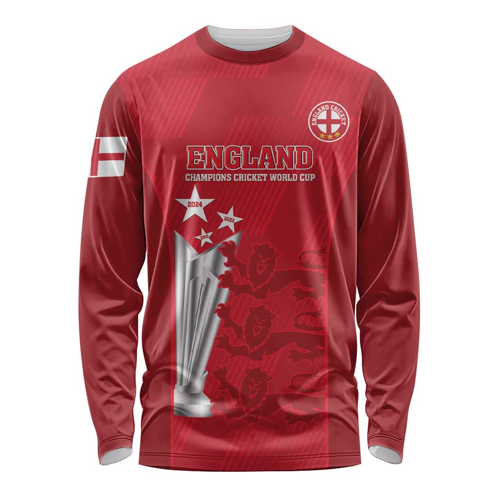 Custom England Cricket Long Sleeve Shirt 3rd Champions World Cup Proud - Wonder Print Shop