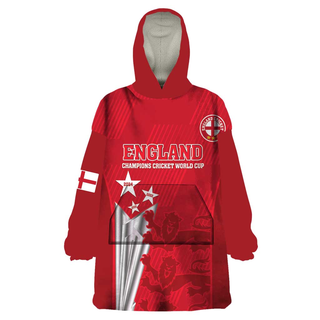 Custom England Cricket Wearable Blanket Hoodie 3rd Champions World Cup Proud