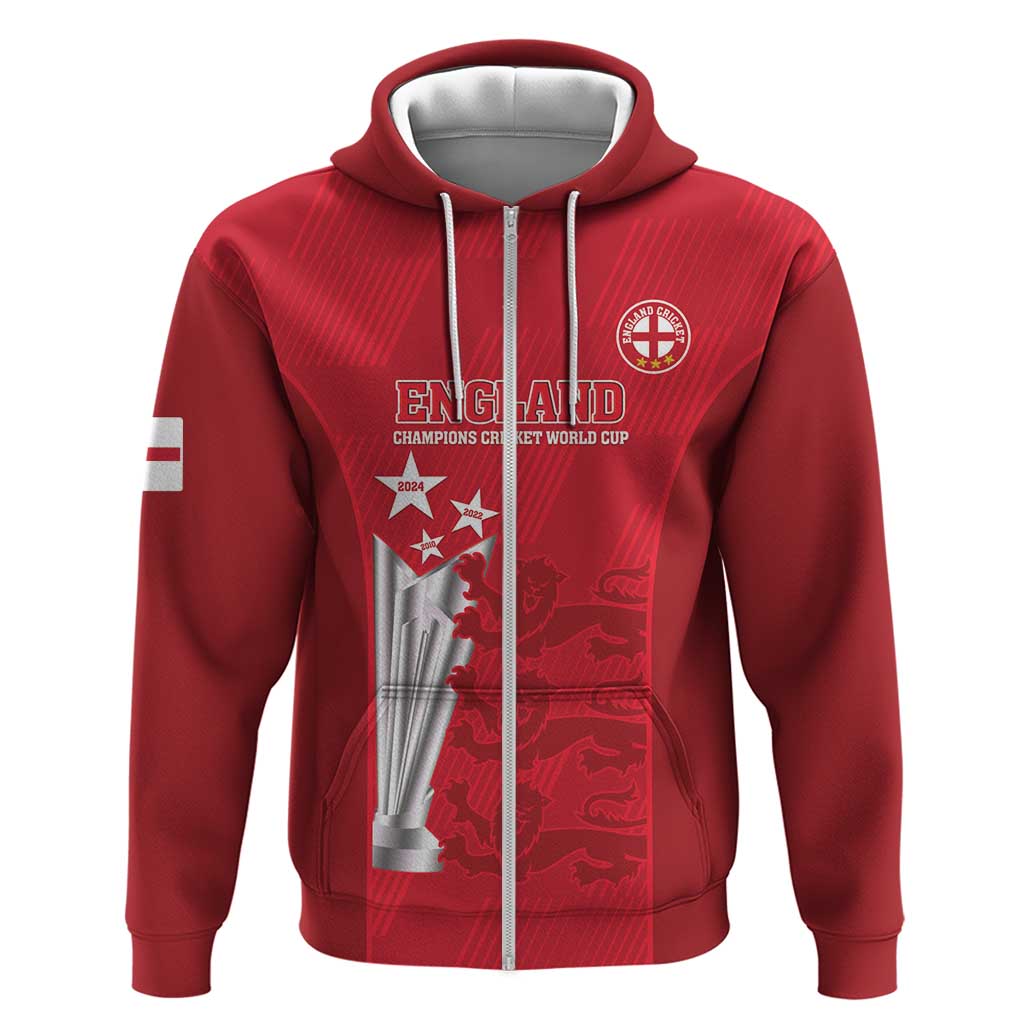 Custom England Cricket Zip Hoodie 3rd Champions World Cup Proud