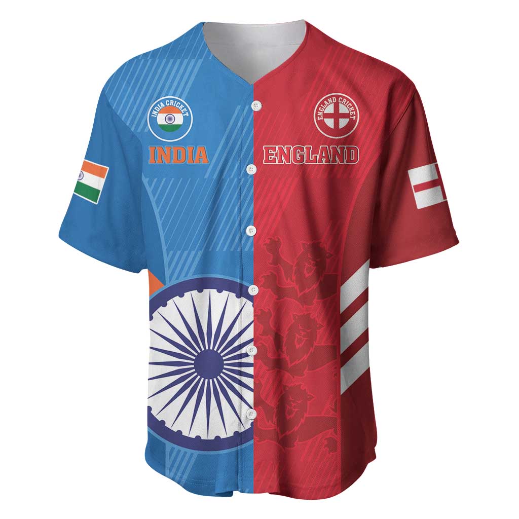 Custom India And England Cricket Baseball Jersey 2024 Together Dynamic Version - Wonder Print Shop