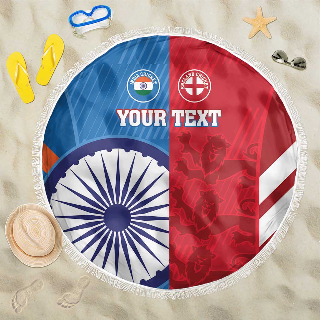 Custom India And England Cricket Beach Blanket 2024 Together Dynamic Version - Wonder Print Shop