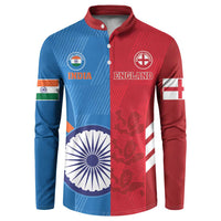 Cricket button sweatshirt with blue and red India–England color-block front
