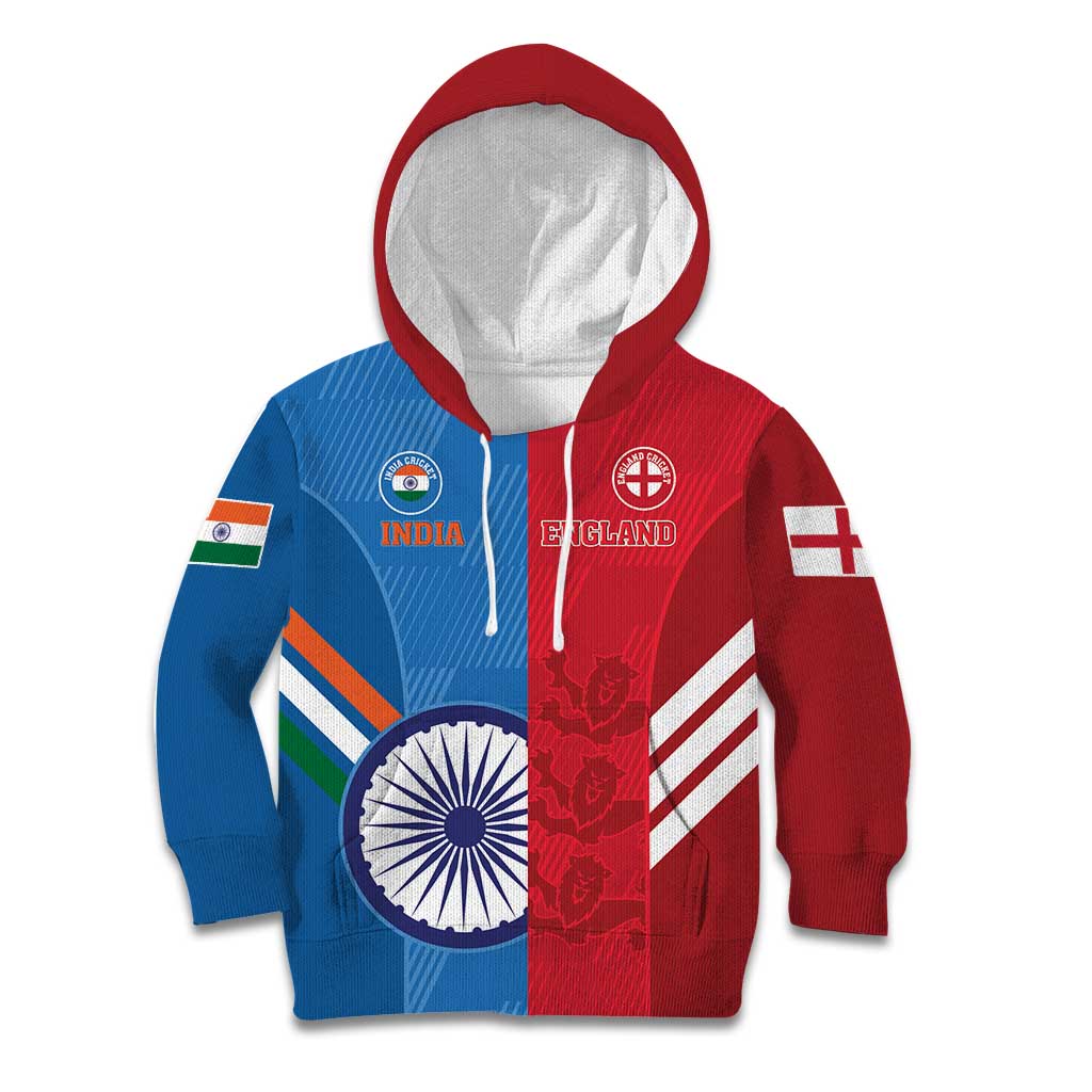 Custom India And England Cricket Kid Hoodie 2024 Together Dynamic Version - Wonder Print Shop