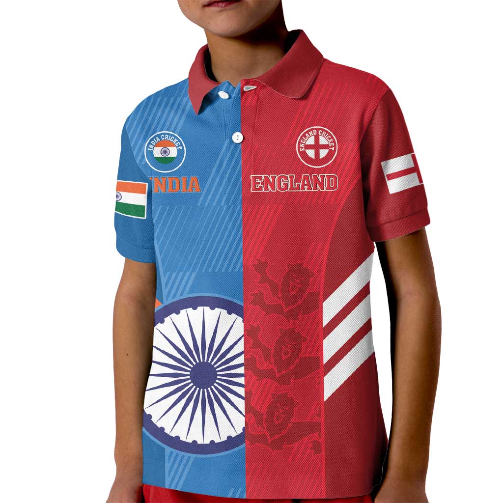 Custom India And England Cricket Kid Polo Shirt 2024 Together Dynamic Version - Wonder Print Shop