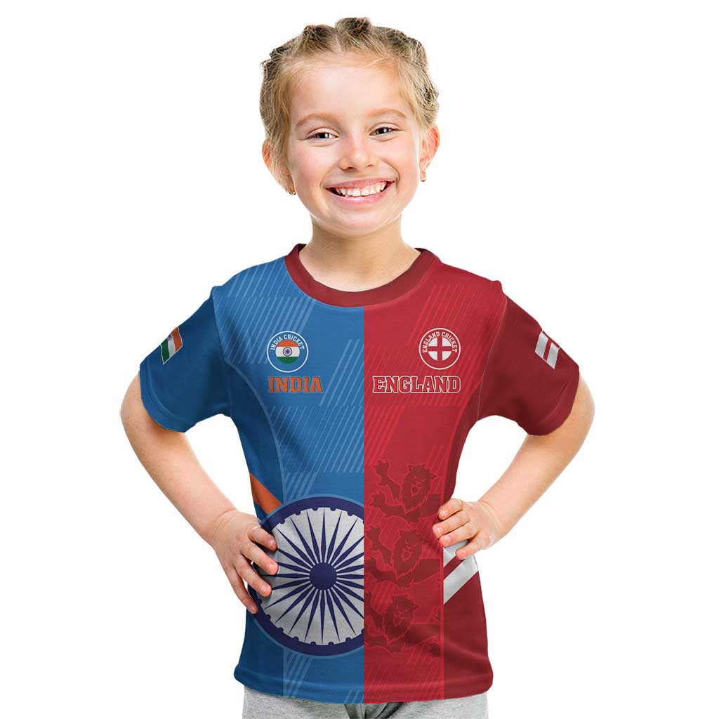 Custom India And England Cricket Kid T Shirt 2024 Together Dynamic Version - Wonder Print Shop