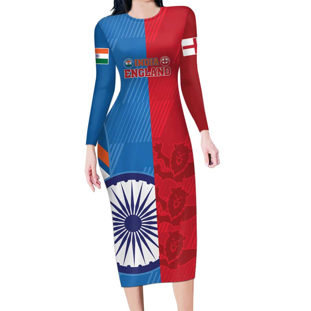 Custom India And England Cricket Long Sleeve Bodycon Dress 2024 Together Dynamic Version - Wonder Print Shop