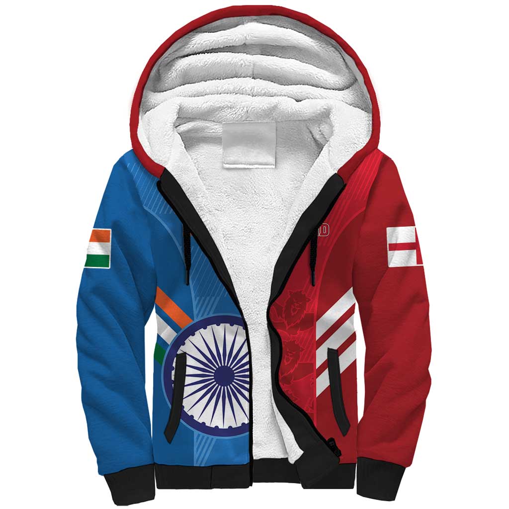 Custom India And England Cricket Sherpa Hoodie 2024 Together Dynamic Version