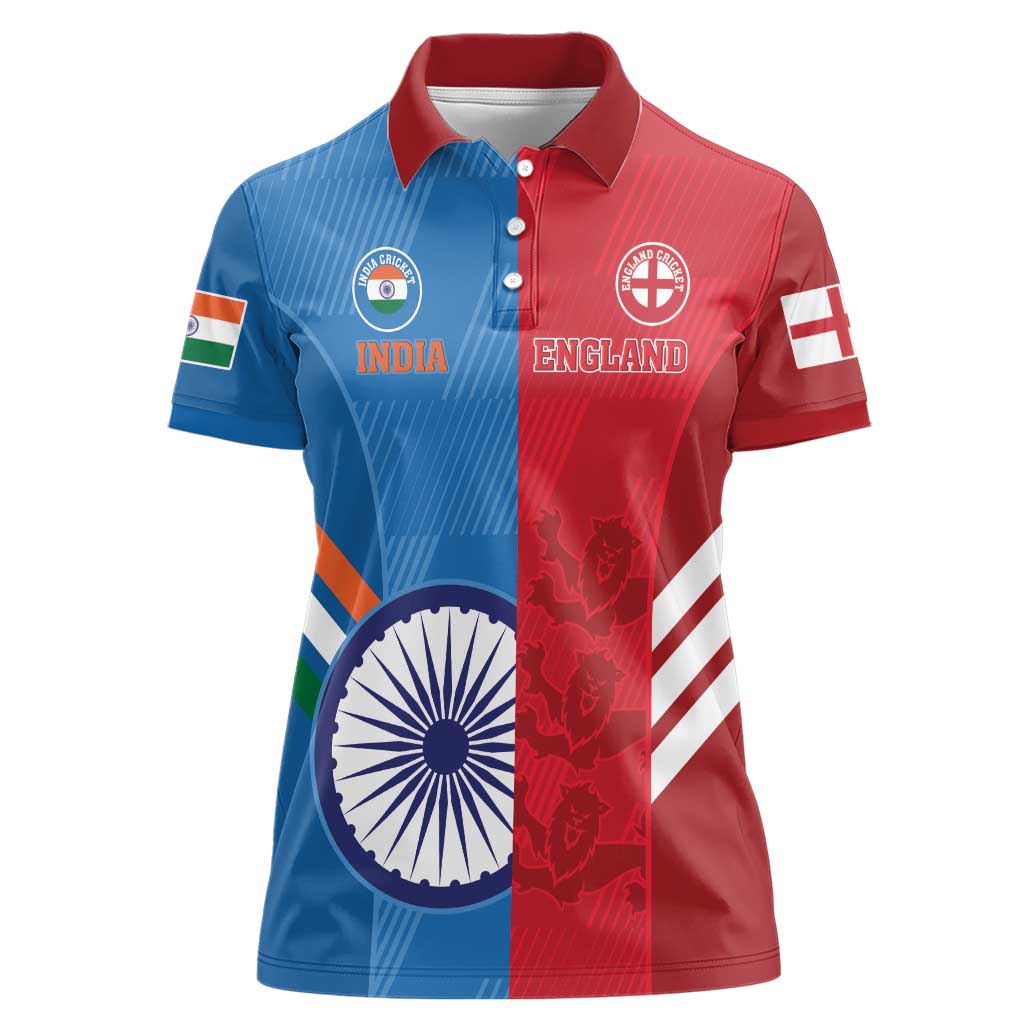 Custom India And England Cricket Women Polo Shirt 2024 Together Dynamic Version