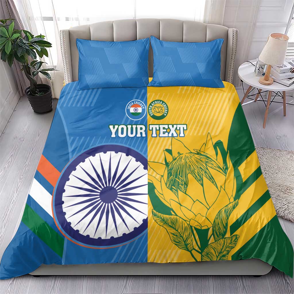 Cricket themed bedding set with blue, yellow, and green duvet and two pillowcases