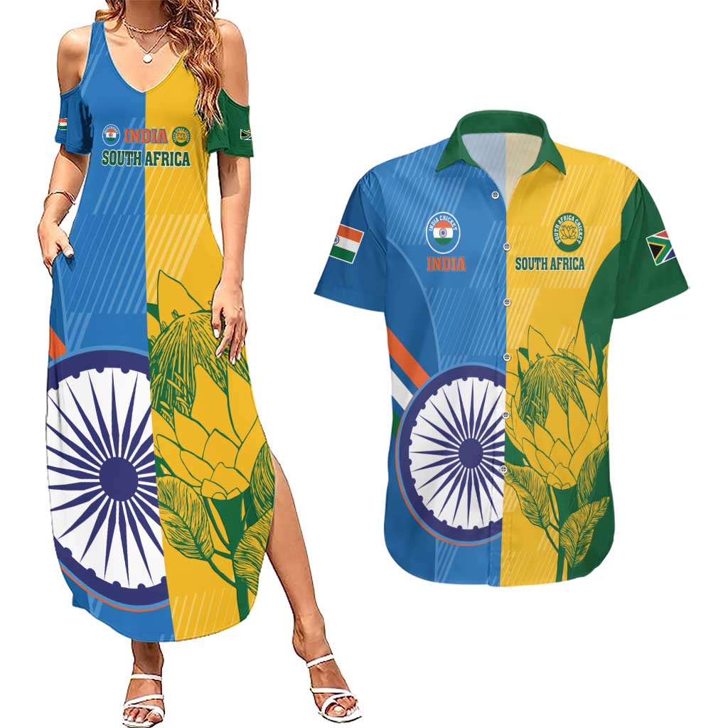 Custom India And South Africa Cricket Couples Matching Summer Maxi Dress and Hawaiian Shirt 2024 Together Dynamic Version - Wonder Print Shop