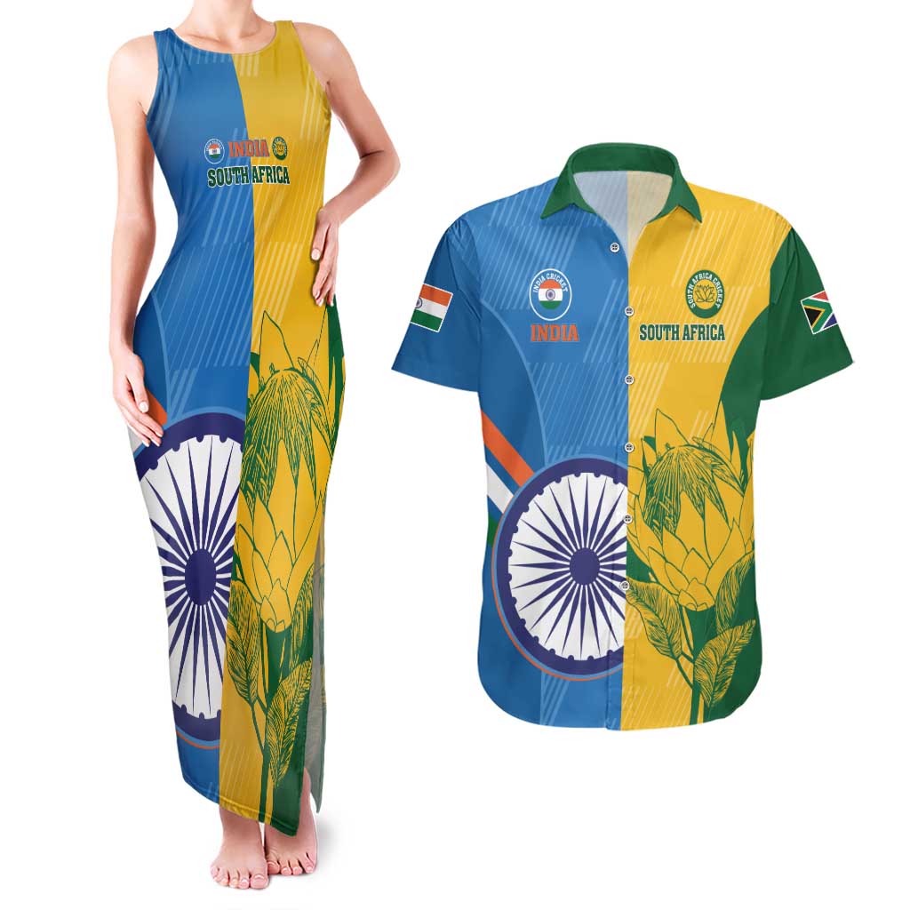 Custom India And South Africa Cricket Couples Matching Tank Maxi Dress and Hawaiian Shirt 2024 Together Dynamic Version - Wonder Print Shop