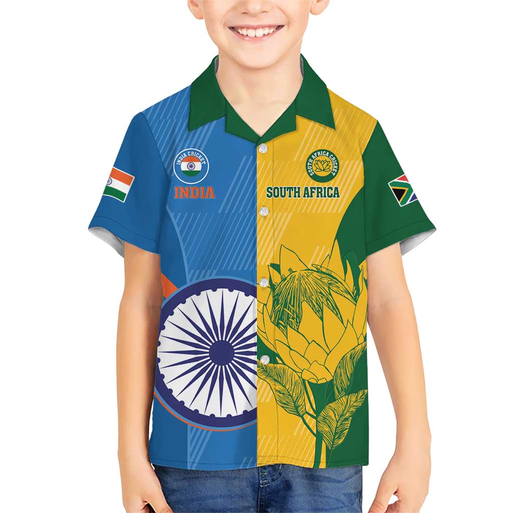 Custom India And South Africa Cricket Kid Hawaiian Shirt 2024 Together Dynamic Version - Wonder Print Shop