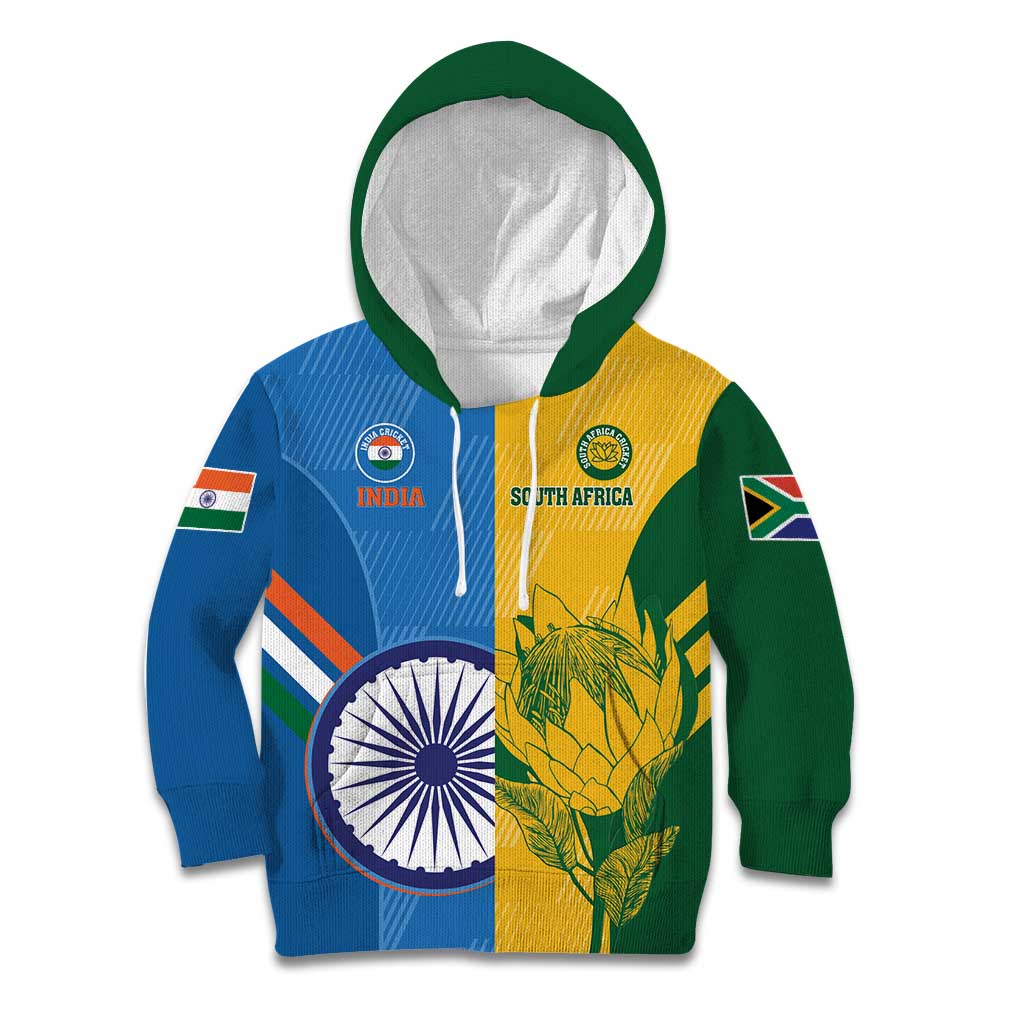 Custom India And South Africa Cricket Kid Hoodie 2024 Together Dynamic Version - Wonder Print Shop