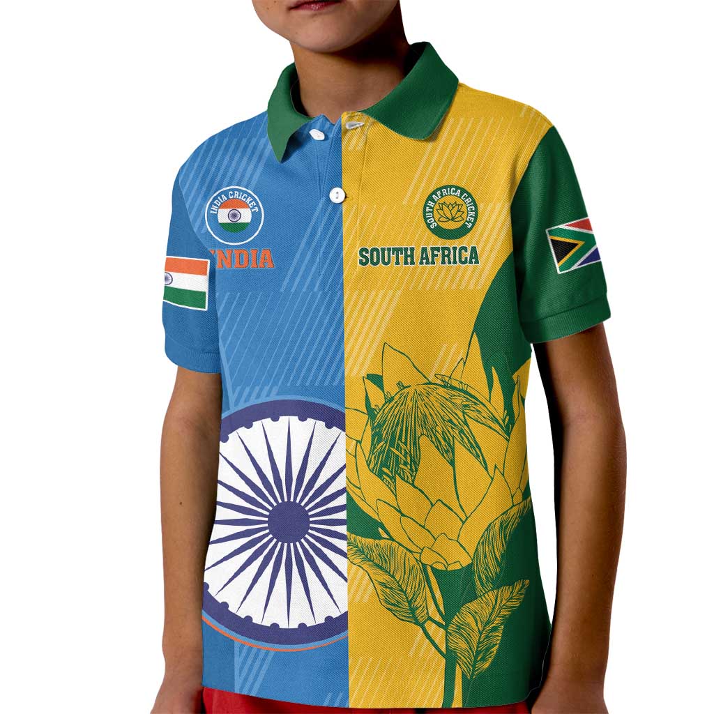 Custom India And South Africa Cricket Kid Polo Shirt 2024 Together Dynamic Version - Wonder Print Shop