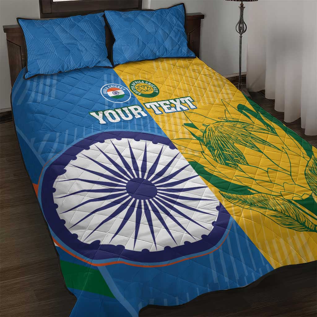 Custom India And South Africa Cricket Quilt Bed Set 2024 Together Dynamic Version - Wonder Print Shop